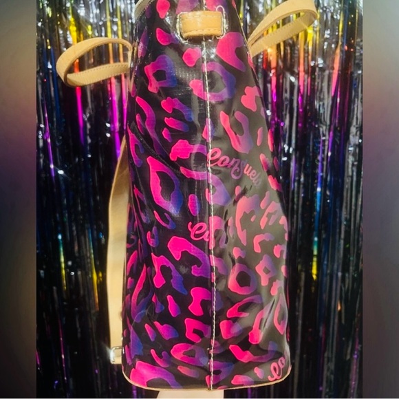Consuela Vibrant Pink and Black Leopard Tote - Picture 2 of 8